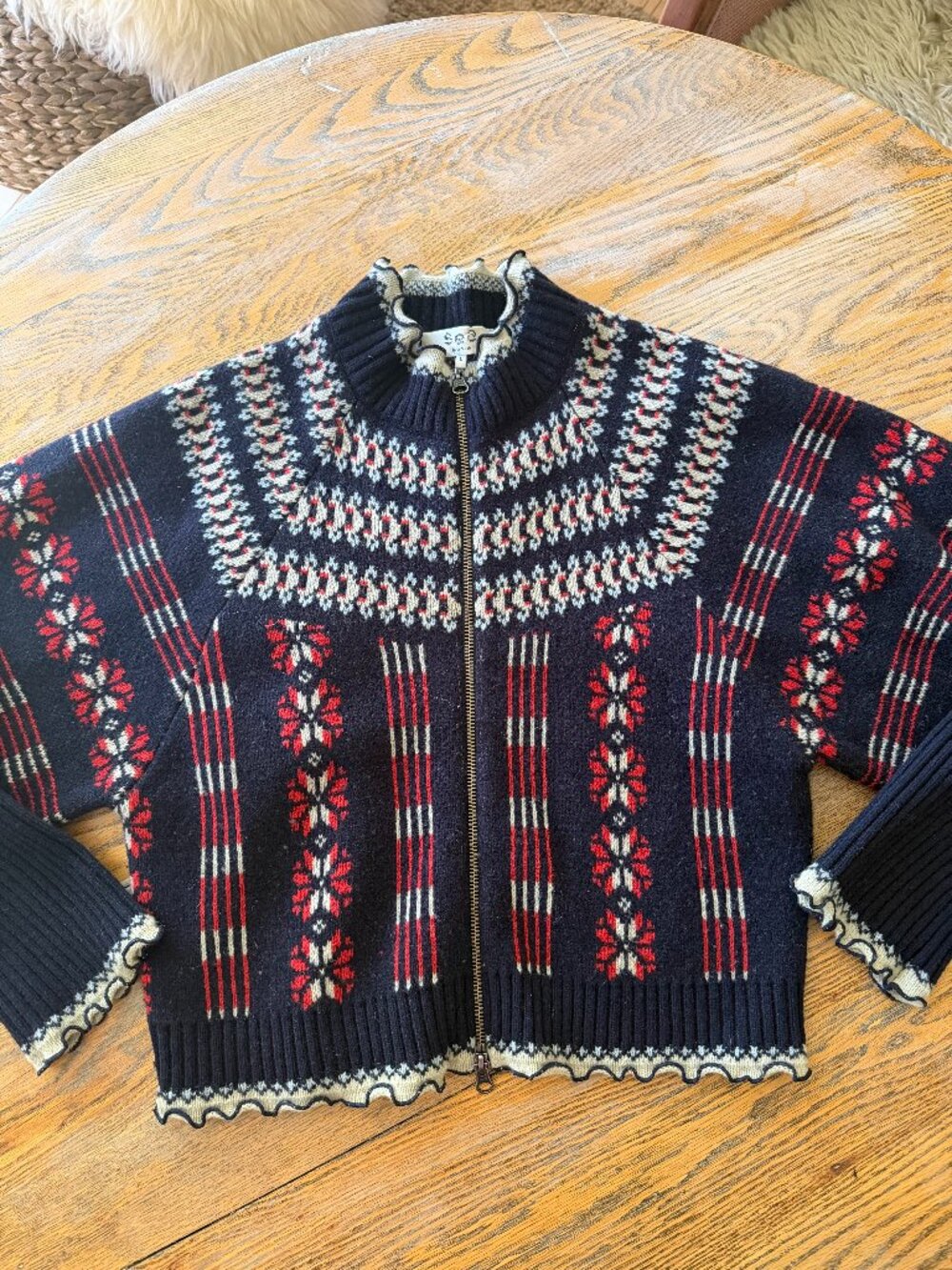 SEA New York 100% extra fine merino wool zip cardigan sweater/L